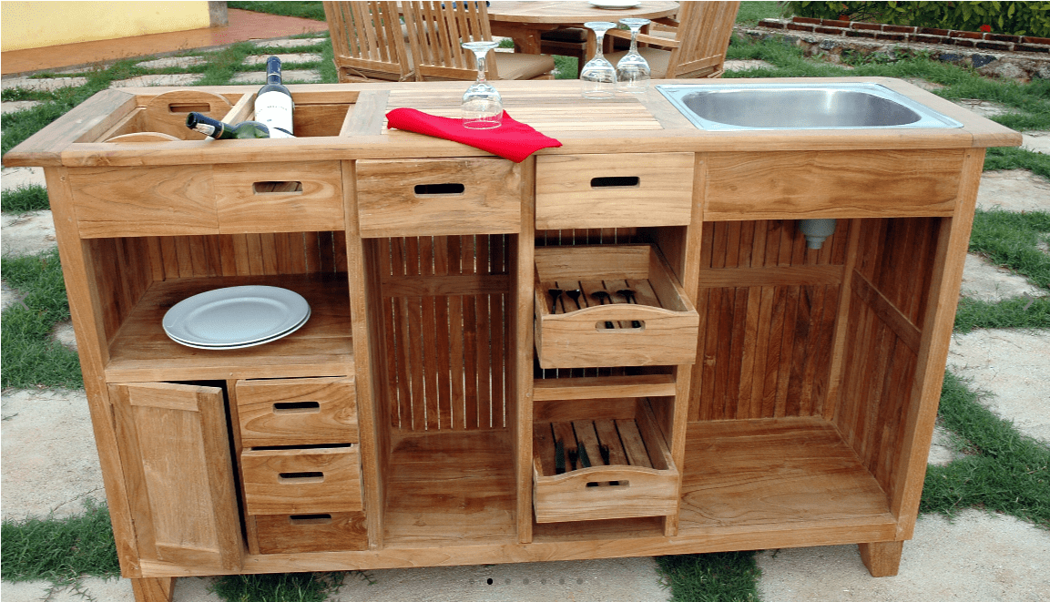 Safari Pool Side Teak Bar Cabinet  - Outdoor