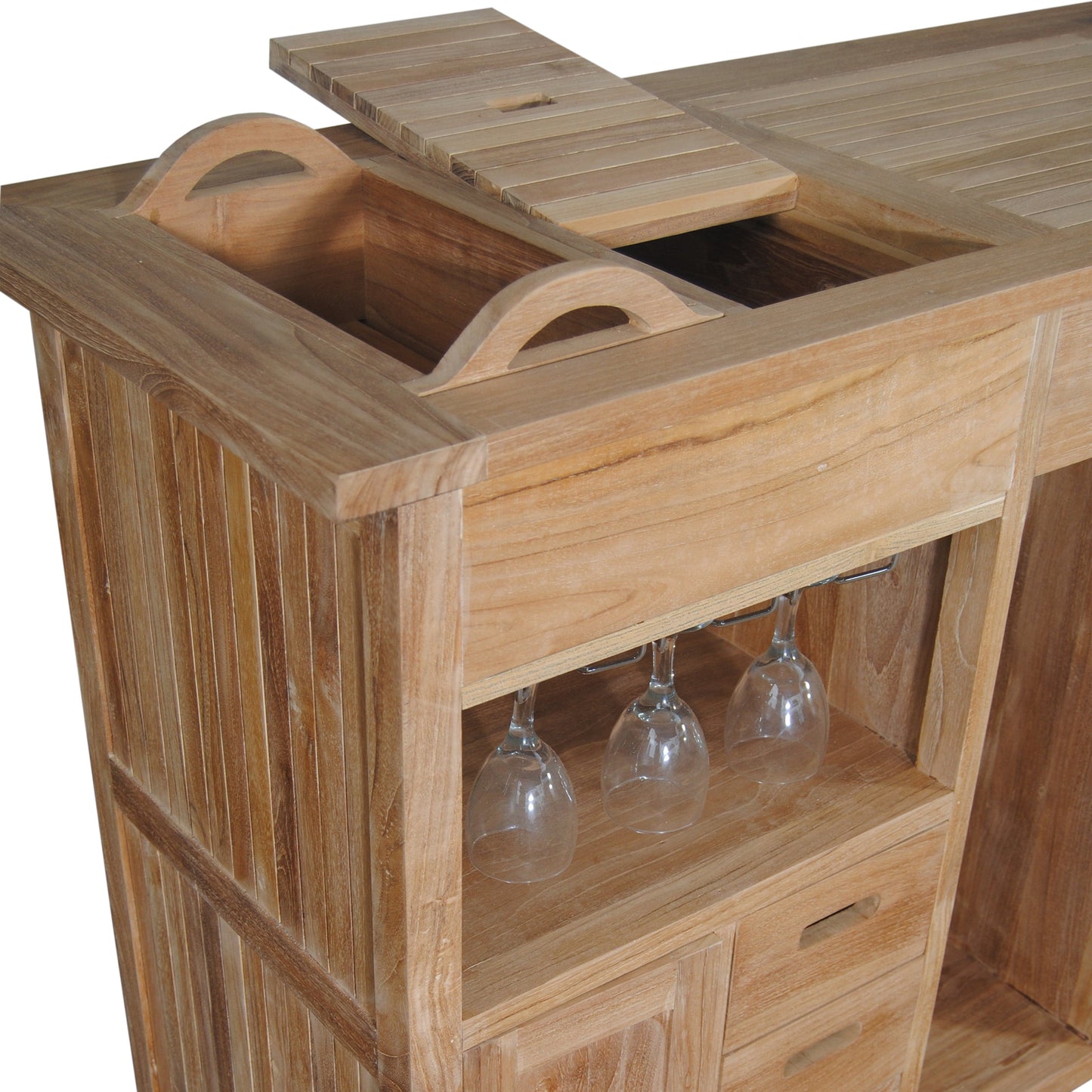 Safari Pool Side Teak Bar Cabinet  - Outdoor
